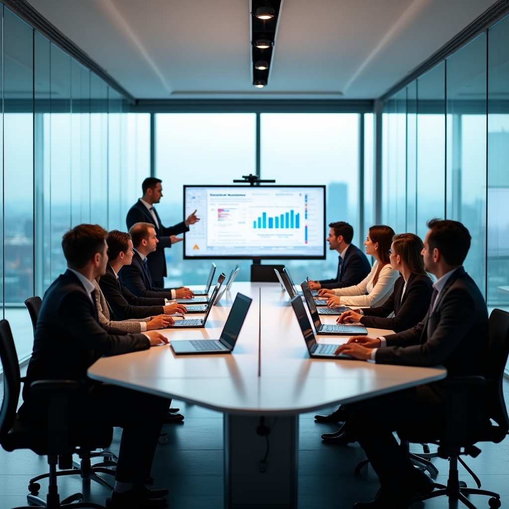 Корпоративное обучение сотрудников цифровым навыкам в конференц-зале
